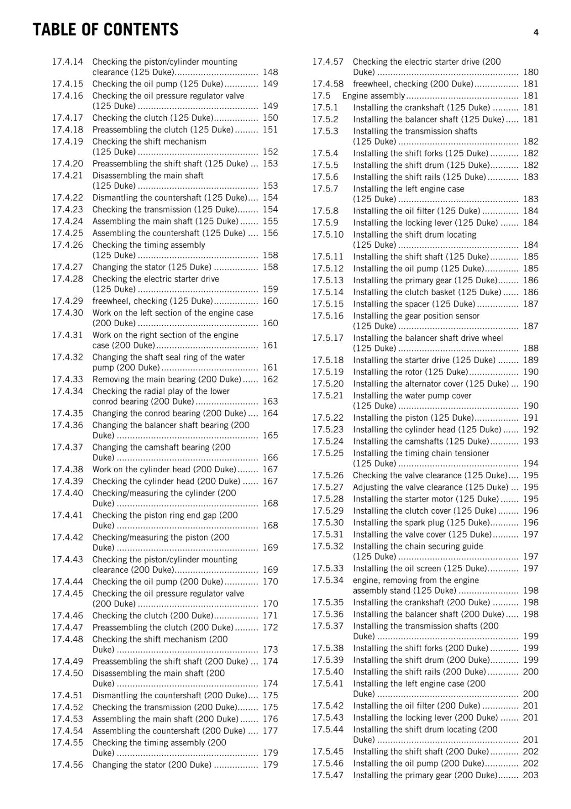 KTM 2015 - 125 200 DUKE - WORKSHOP REPAIR SERVICE MANUAL REPRINTED