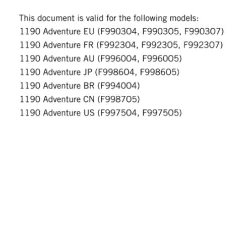 KTM 2015 - 1190 ADVENTURE  - WORKSHOP REPAIR SERVICE MANUAL