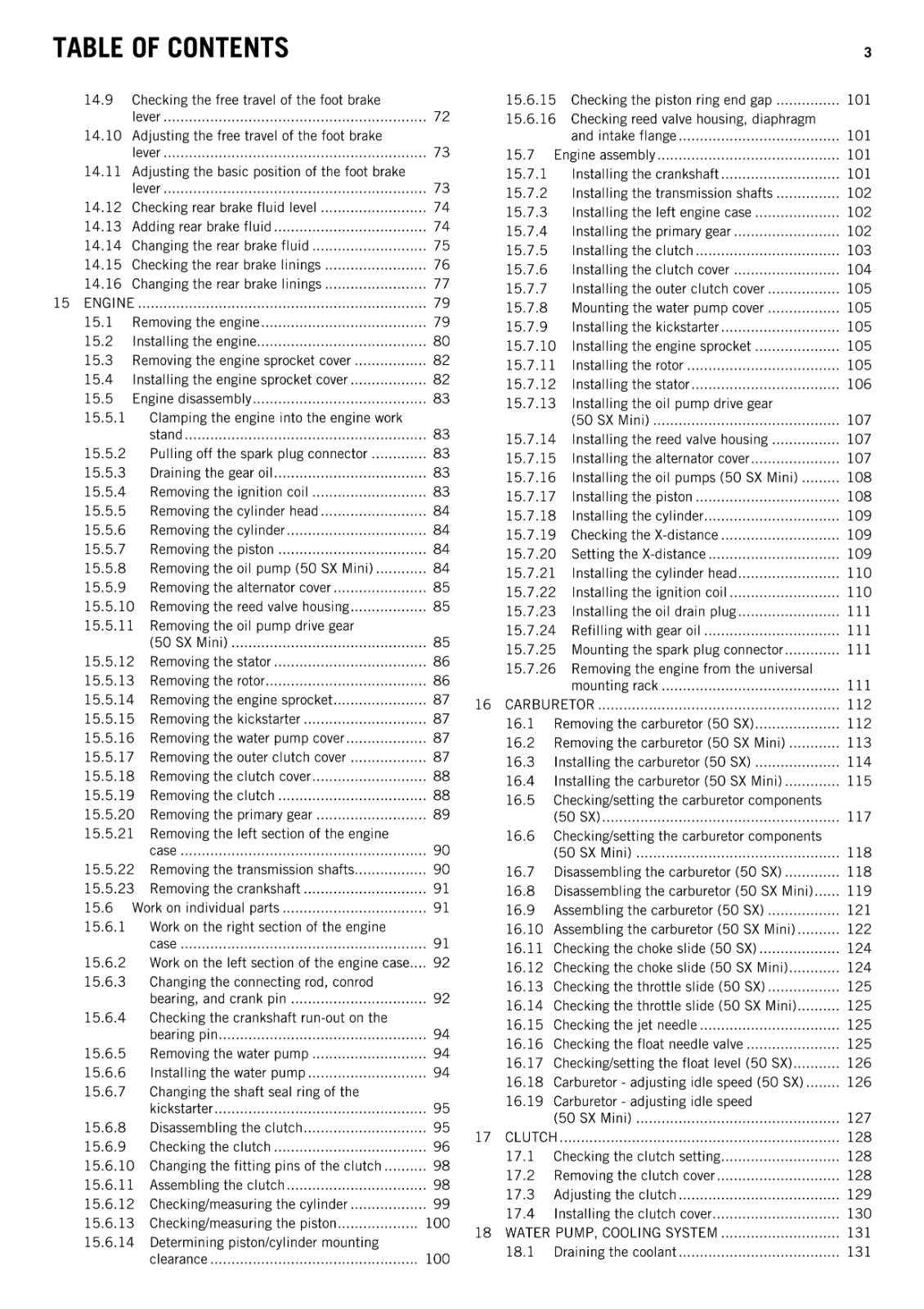 KTM 2014 - 50 SX MINI - WORKSHOP REPAIR SERVICE MANUAL