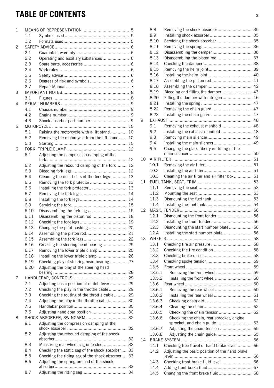 KTM 2014 - 65 SX - WORKSHOP REPAIR SERVICE MANUAL