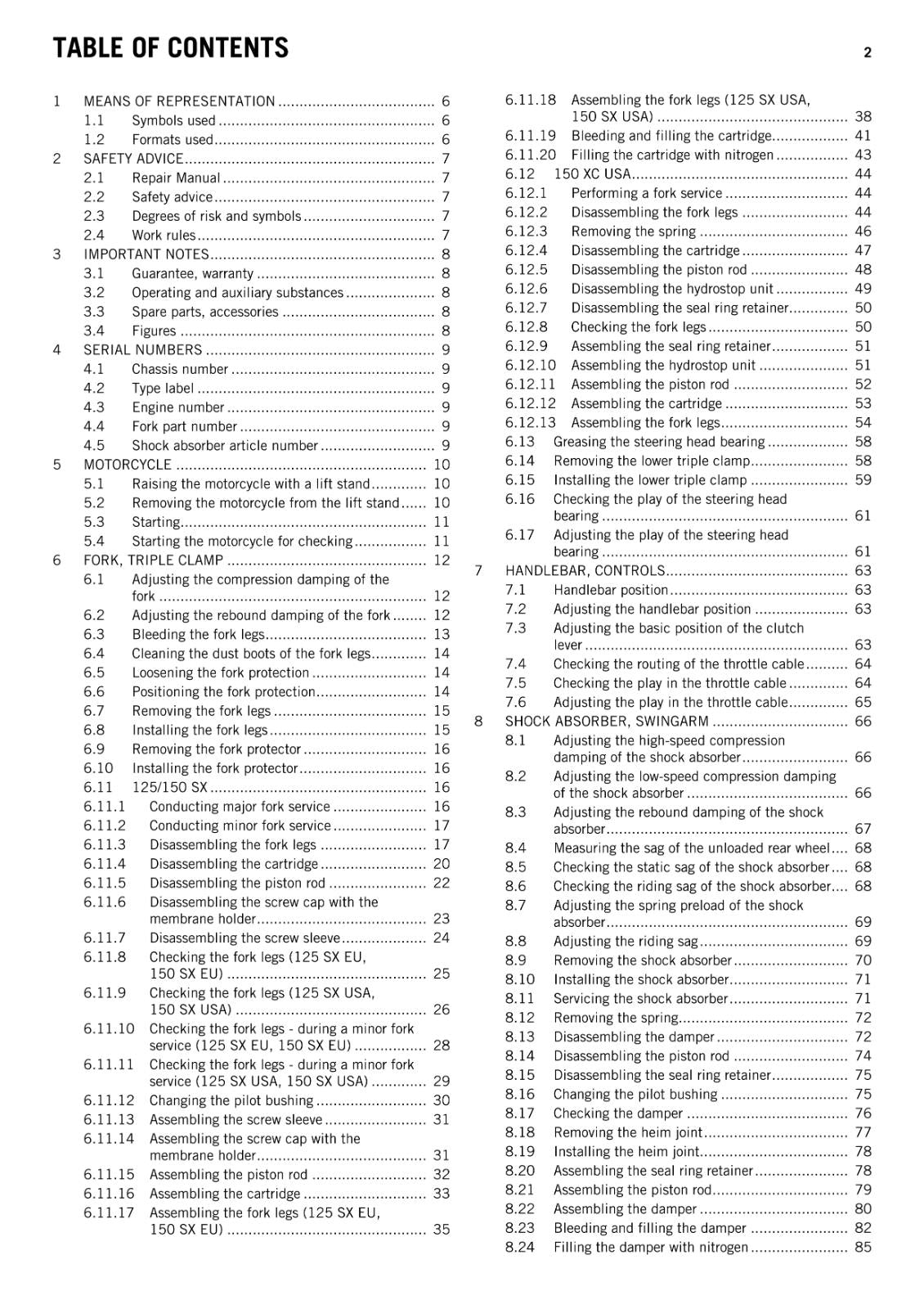 KTM 2014 - 125 150 SX XC - WORKSHOP REPAIR SERVICE MANUAL