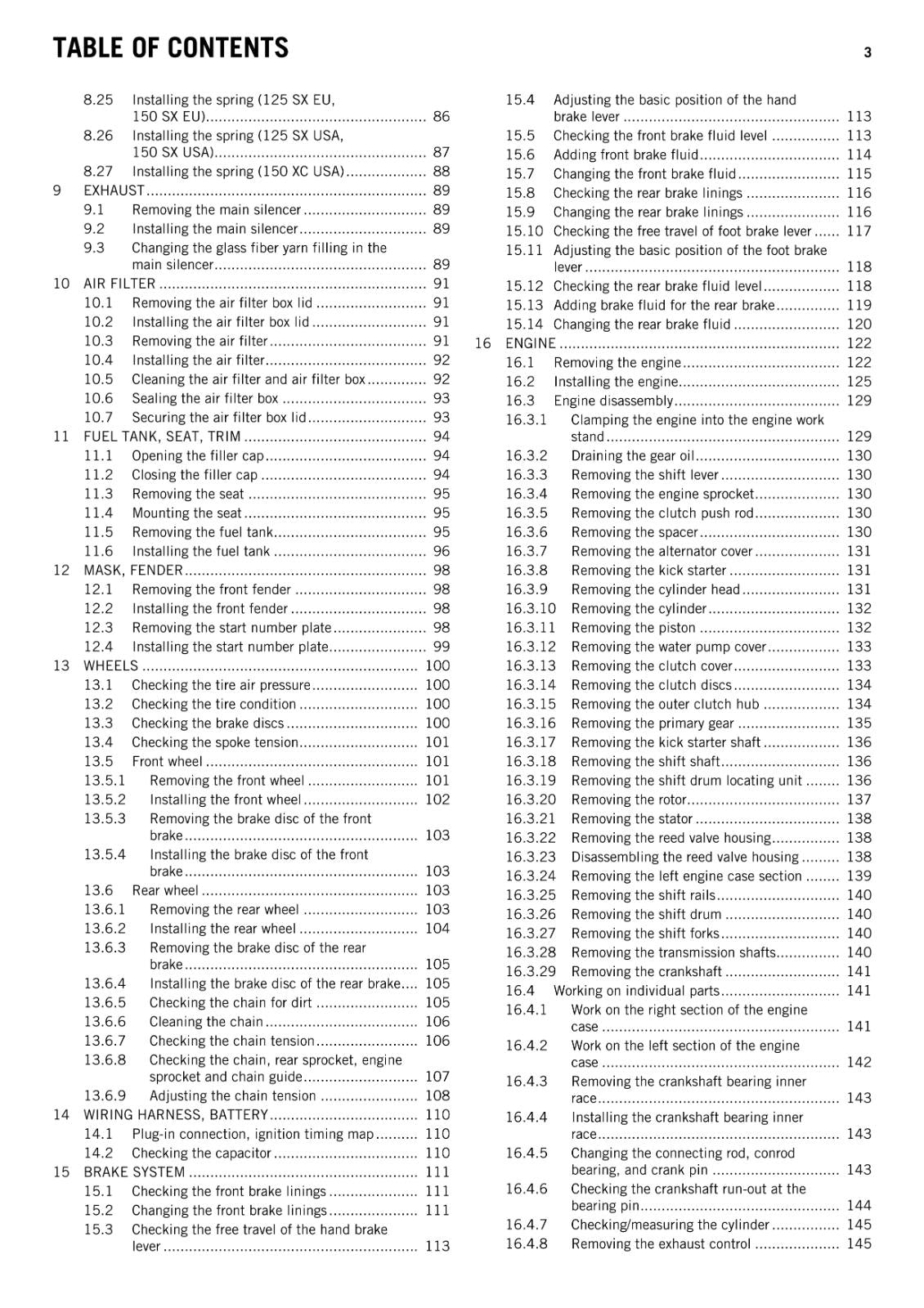KTM 2014 - 125 150 SX XC - WORKSHOP REPAIR SERVICE MANUAL