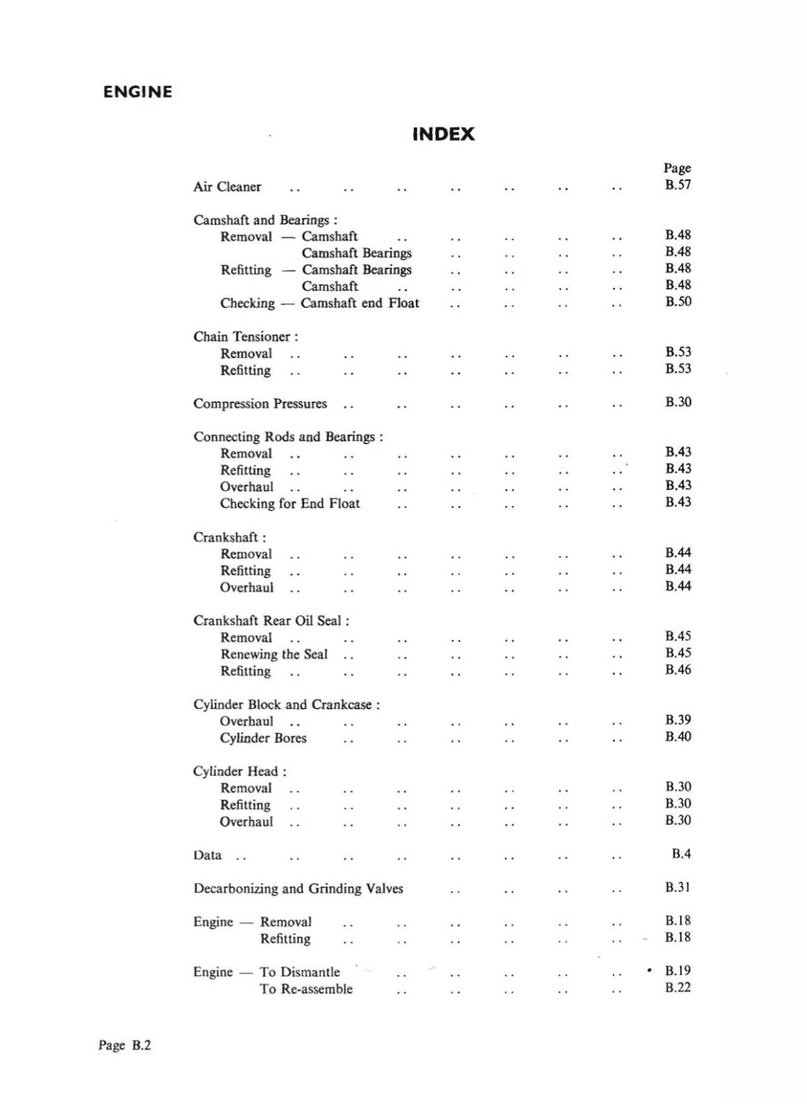 DAIMLER 2.5L V8 SALOON 1962 - 1969 - SECTION B ONLY - ENGINE - WORKSHOP SERVICE