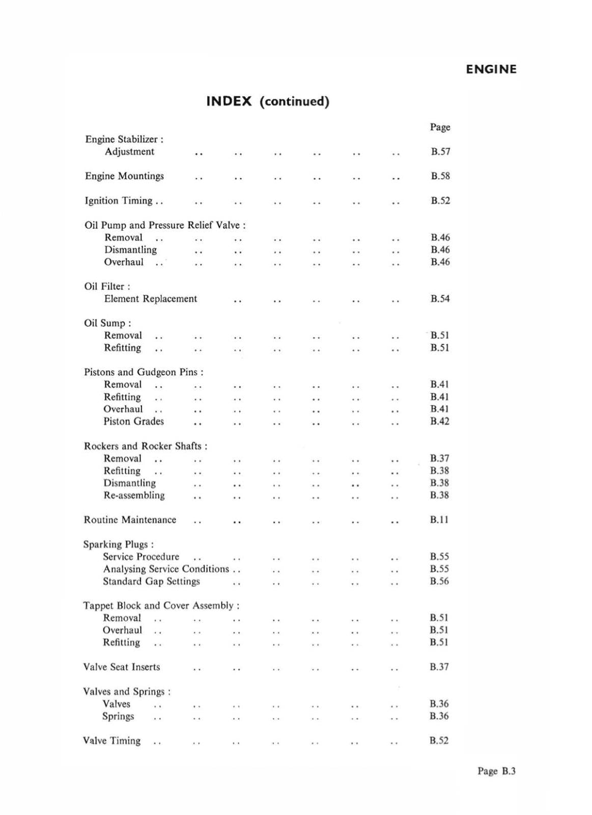 DAIMLER 2.5L V8 SALOON 1962 - 1969 - SECTION B ONLY - ENGINE - WORKSHOP SERVICE