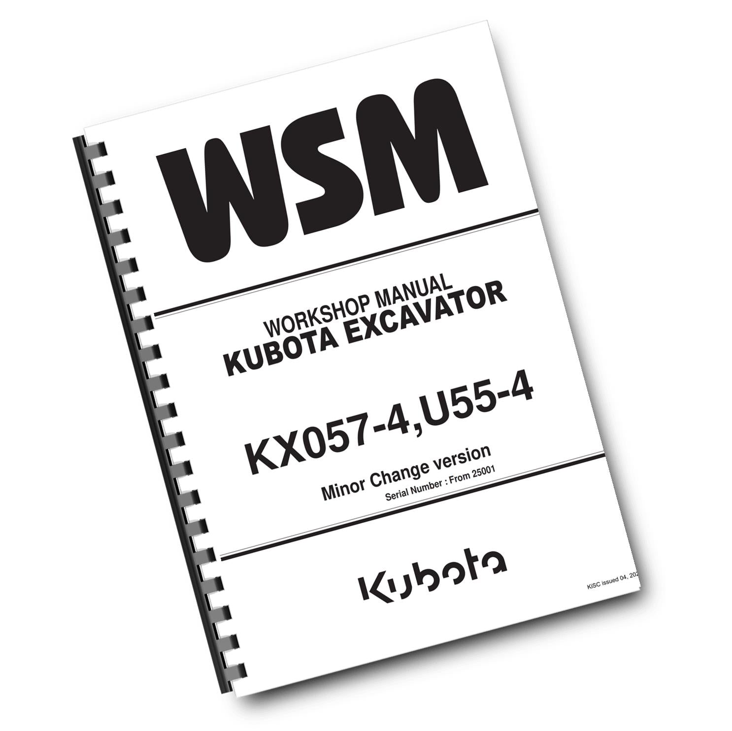 KUBOTA EXCAVATOR KX057-4 U55-4 - MINOR CHANGE EDIITON 2021  WORKSHOP MANUAL