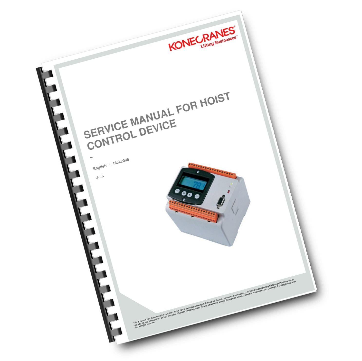 KONECRANES - HOIST CONTROL DEVICE - WORKSHOP SERVICE REPAIR MANUAL