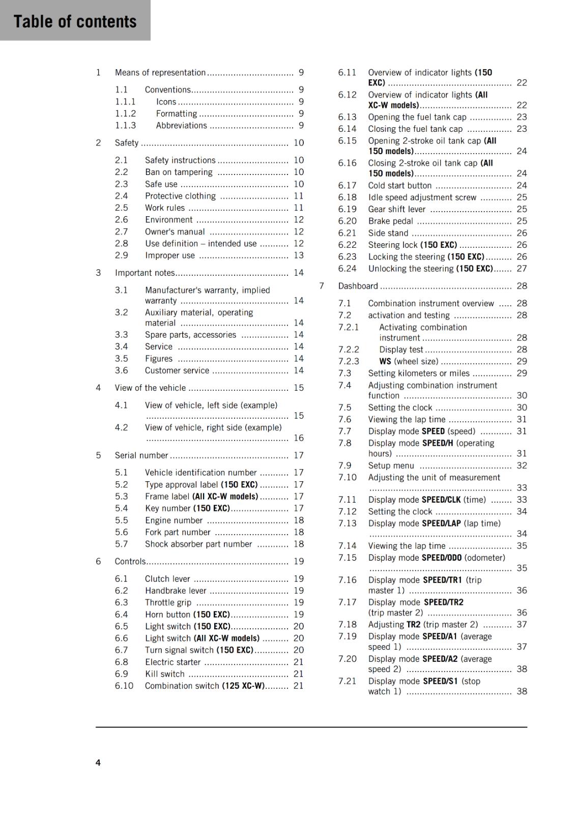 KTM 2025 - 125 150 XC-W EXC - OWNERS MANUAL USER GUIDE