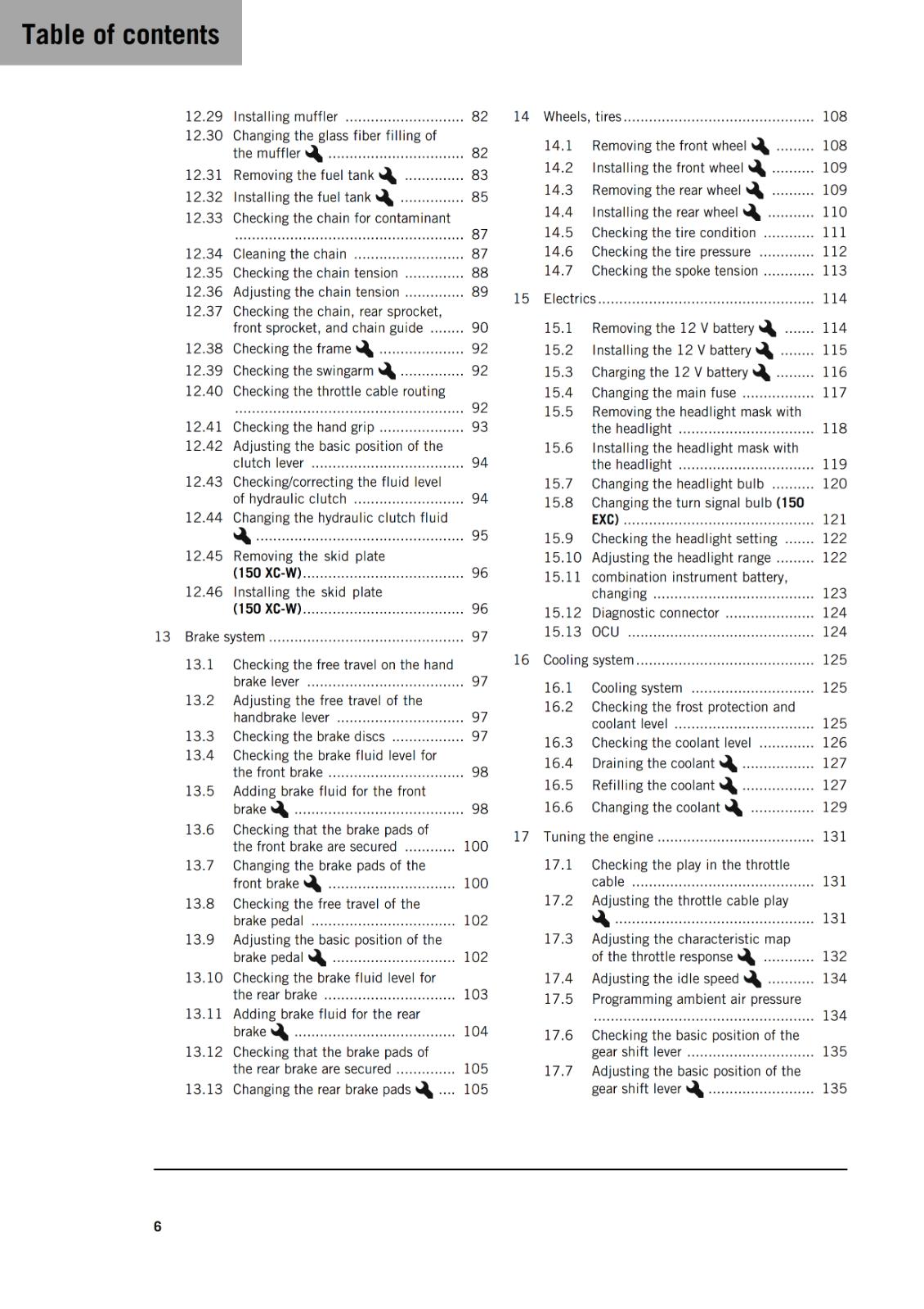 KTM 2025 - 125 150 XC-W EXC - OWNERS MANUAL USER GUIDE