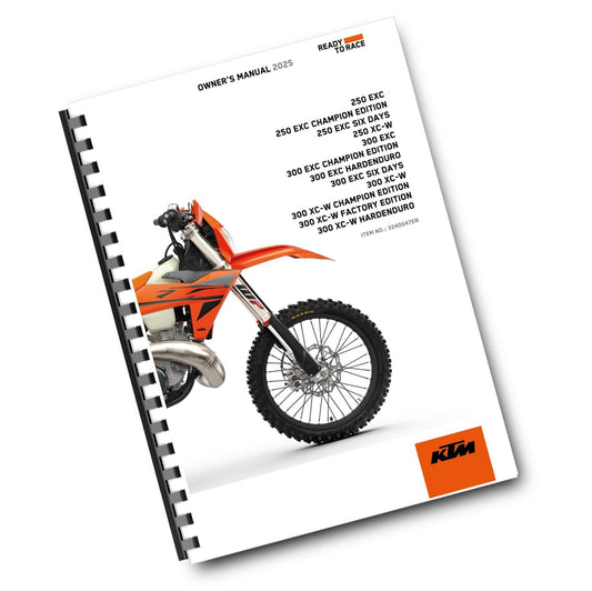 KTM 2025 - 300 EXC XC-W HARDENDURO CHAMPION FACTORY - OWNERS MANUAL USER GUIDE