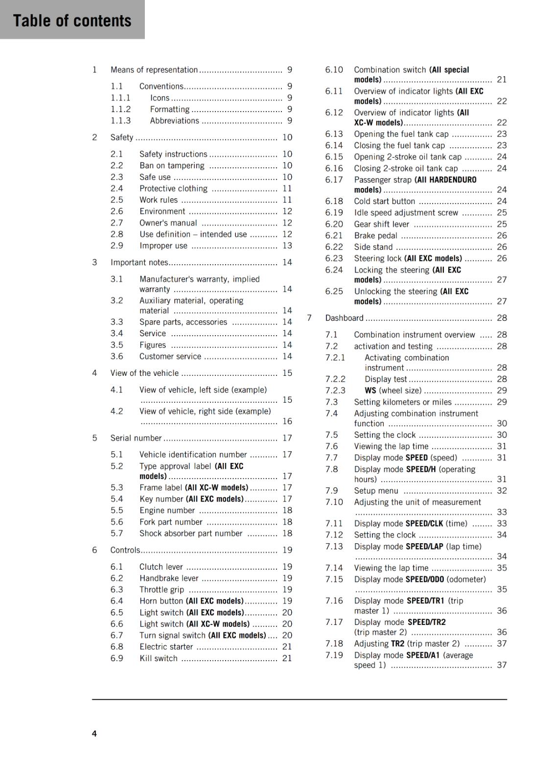 KTM 2025 - 300 EXC XC-W HARDENDURO CHAMPION FACTORY - OWNERS MANUAL USER GUIDE