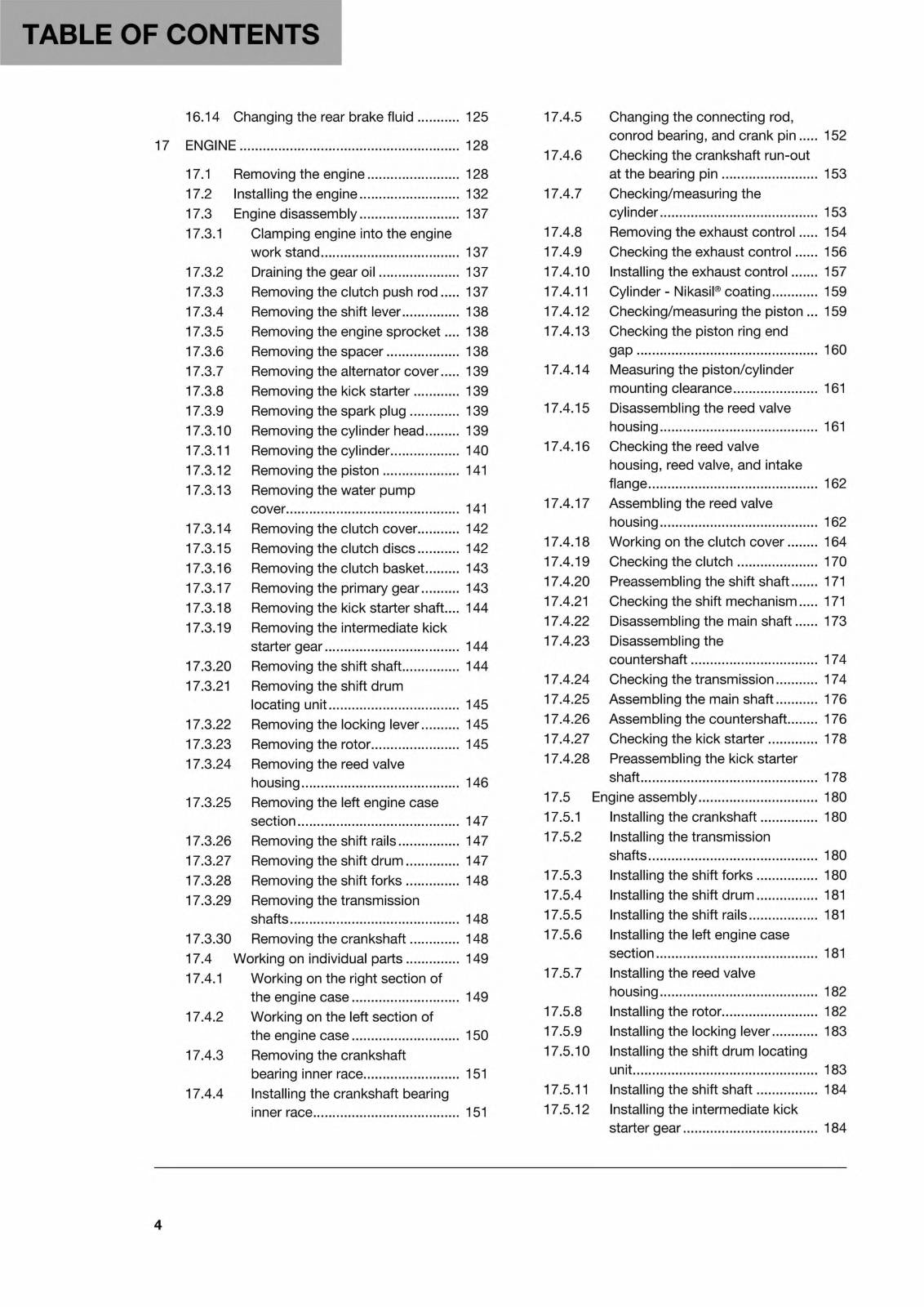 HUSQVARNA 2016 - TC 125 - REPAIR WORKSHOP SERVICE MANUAL