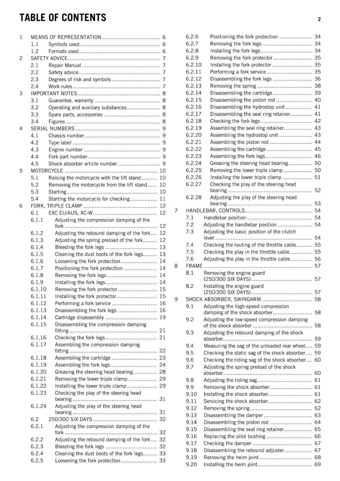 KTM 2014 - 250 300 EXC SIX DAYS XC-W  - WORKSHOP REPAIR SERVICE MANUAL