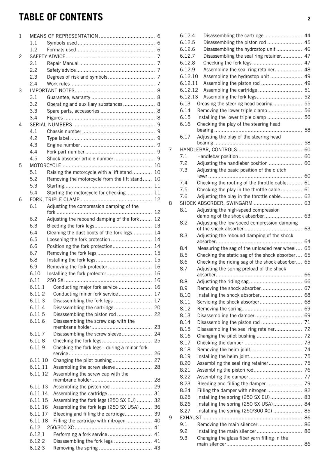 KTM 2014 - 250 300 SX XC  - WORKSHOP REPAIR SERVICE MANUAL