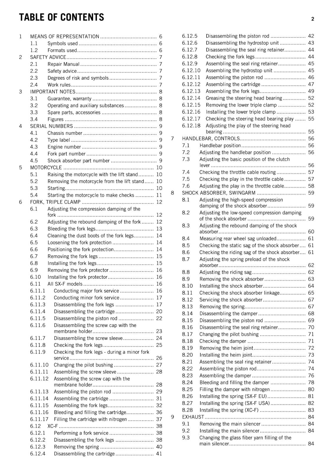 KTM 2014 - 250 SX-F XC-F - WORKSHOP REPAIR SERVICE MANUAL