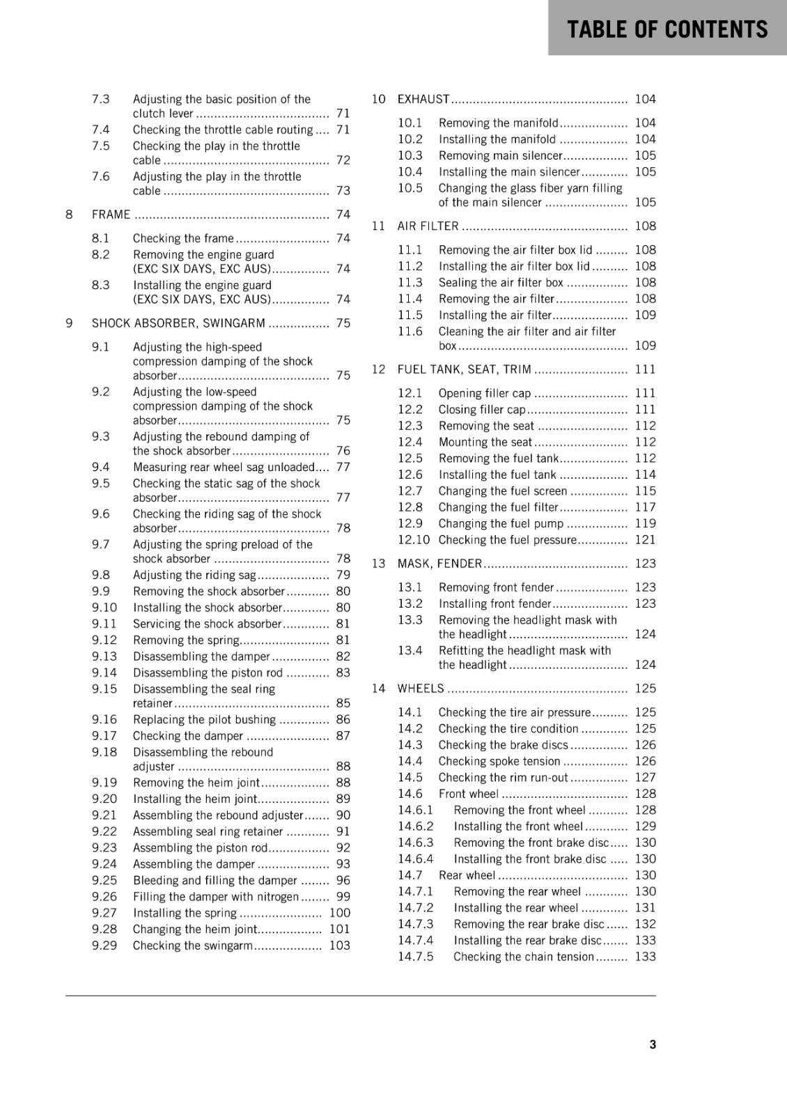 KTM 2014 - 450 500 EXC SIX DAYS XC-W - WORKSHOP REPAIR SERVICE MANUAL