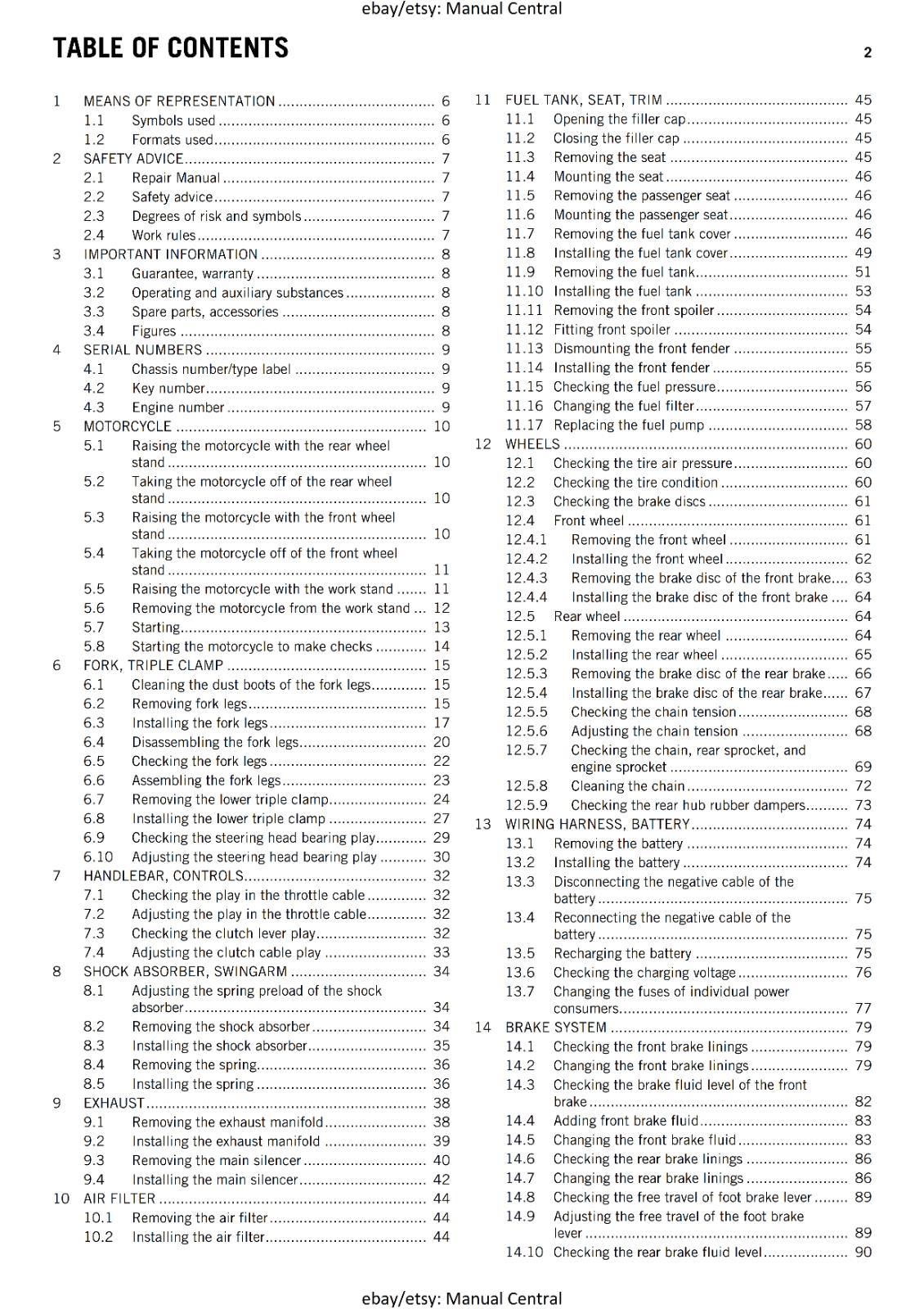 KTM 2013 - 125 200 DUKE - WORKSHOP REPAIR SERVICE MANUAL