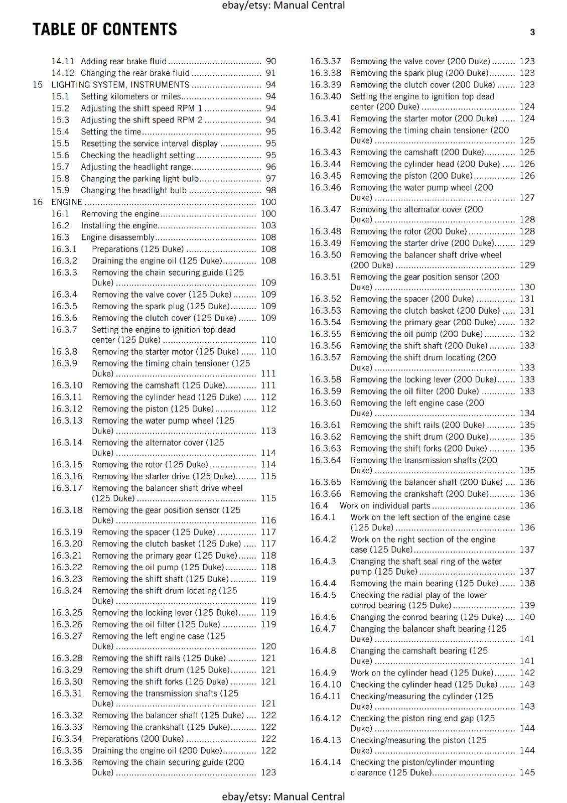 KTM 2013 - 125 200 DUKE - WORKSHOP REPAIR SERVICE MANUAL
