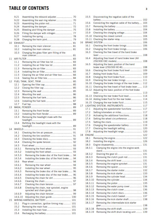 KTM 2013 - 250 300 EXC SIX DAYS XC-W - WORKSHOP REPAIR SERVICE MANUAL
