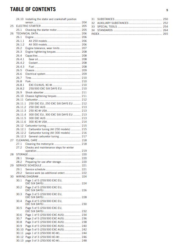 KTM 2013 - 250 300 EXC SIX DAYS XC-W - WORKSHOP REPAIR SERVICE MANUAL