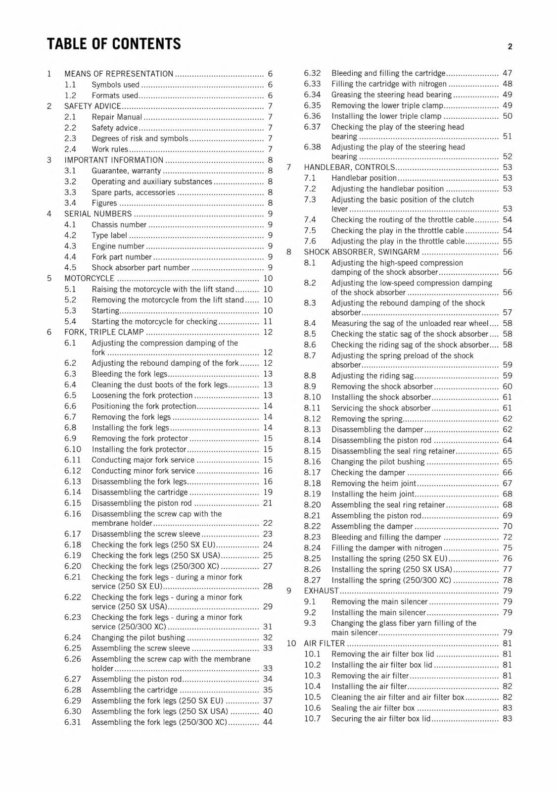 KTM 2013 - 250 300 SX XC - WORKSHOP REPAIR SERVICE MANUAL