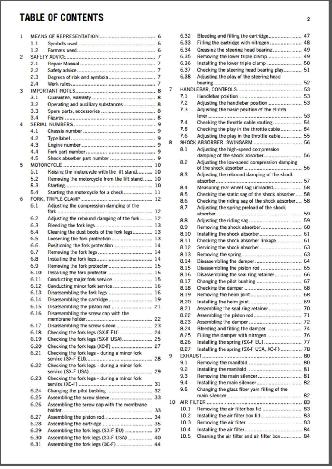 KTM 2013 - 350 SX-F XC-F - WORKSHOP REPAIR SERVICE MANUAL
