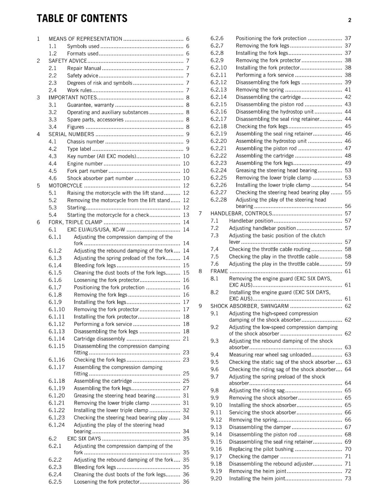 KTM 2013 - 450 500 EXC SIX DAYS XC-W - WORKSHOP REPAIR SERVICE MANUAL