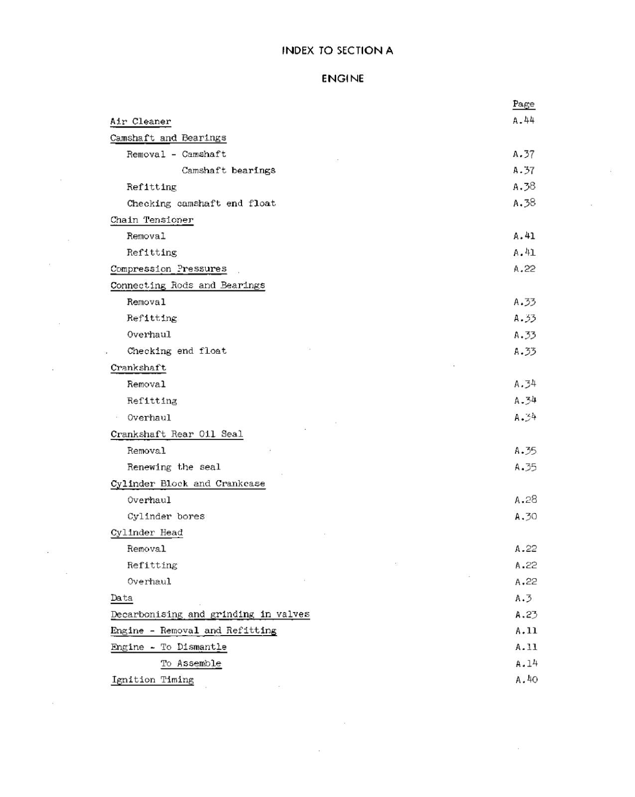 DAIMLER 4.5L MAJESTIC MAJOR SALOON - SECTION A ONLY - ENGINE - WORKSHOP SERVICE