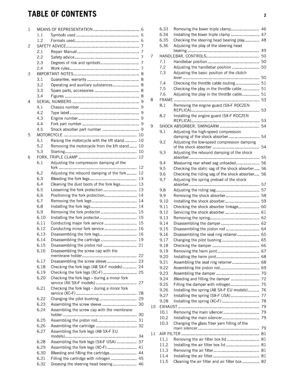 KTM 2012 - 250 SX-F ROCZEN REPLICA XC-F - WORKSHOP SERVICE REPAIR MANUAL