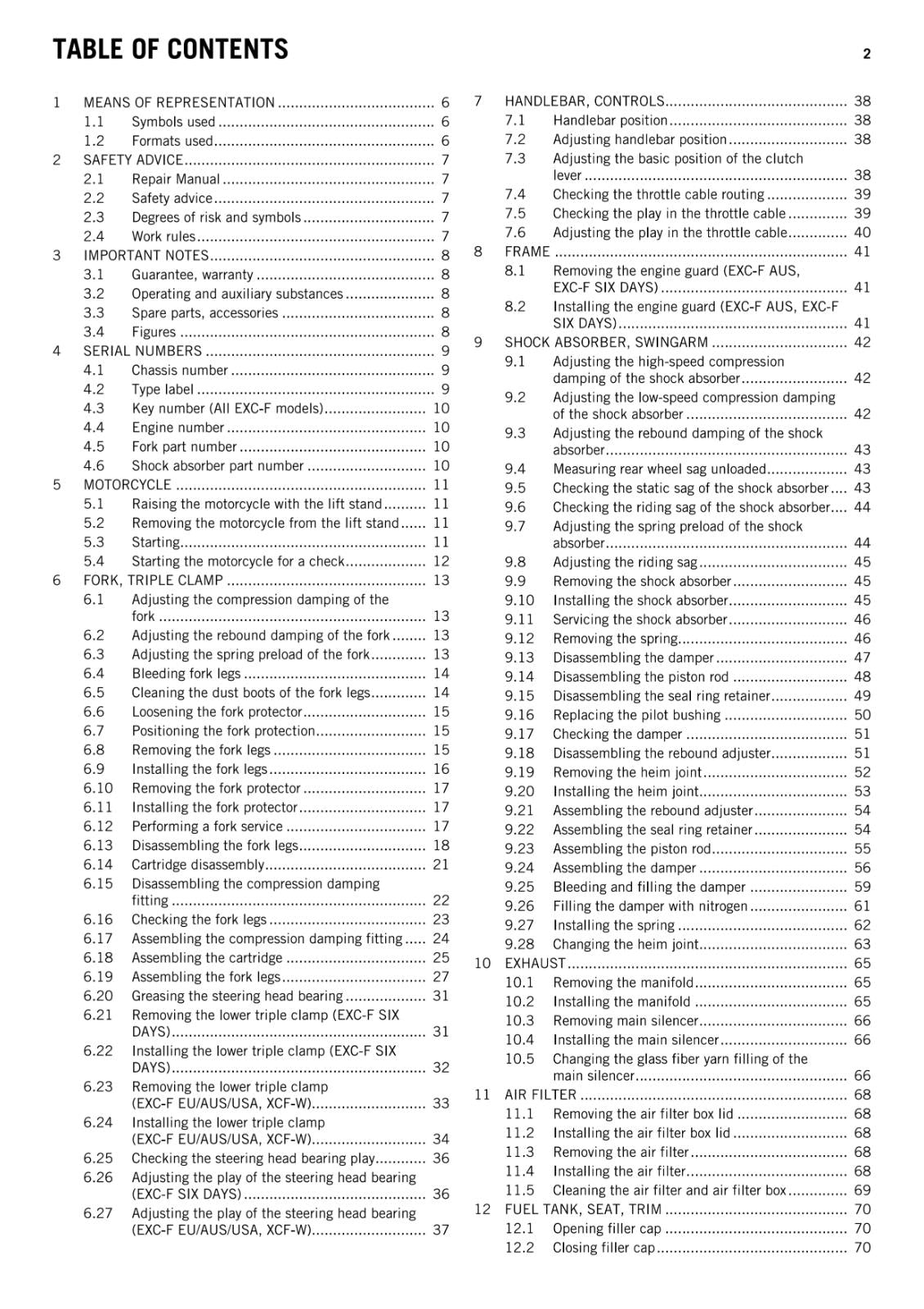 KTM 2012 - 350  EXC-F SIX DAYS XCF-W - WORKSHOP SERVICE REPAIR MANUAL