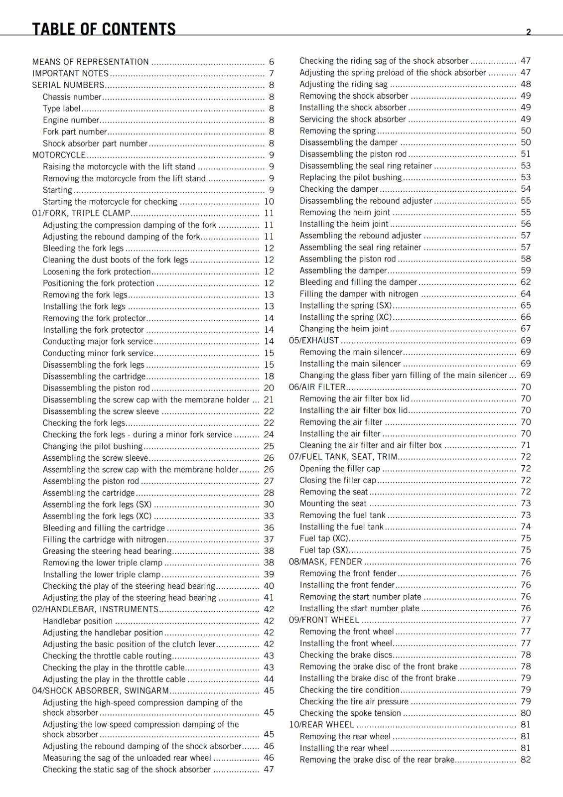 KTM 2011 - 250 300 SX XC - WORKSHOP SERVICE REPAIR MANUAL