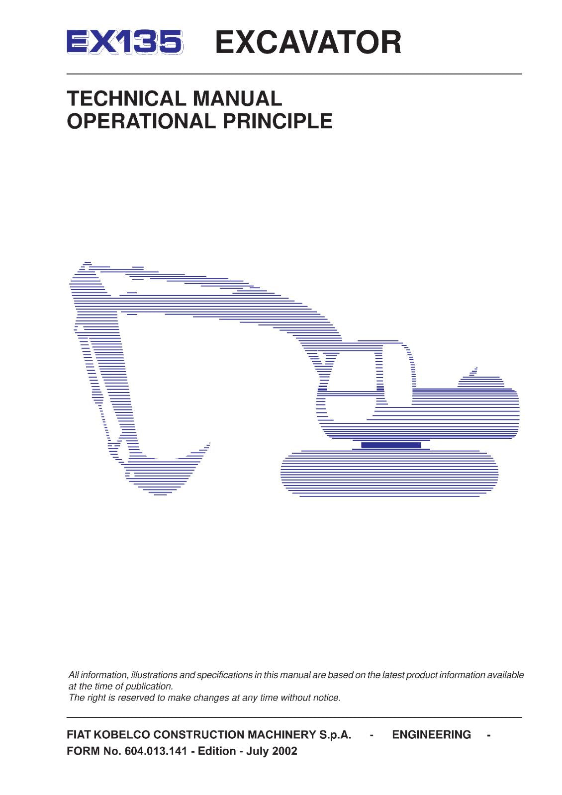 KOBELCO EXCAVATOR EX135 - WORKSHOP TROUBLE OPERATOR MANUALS