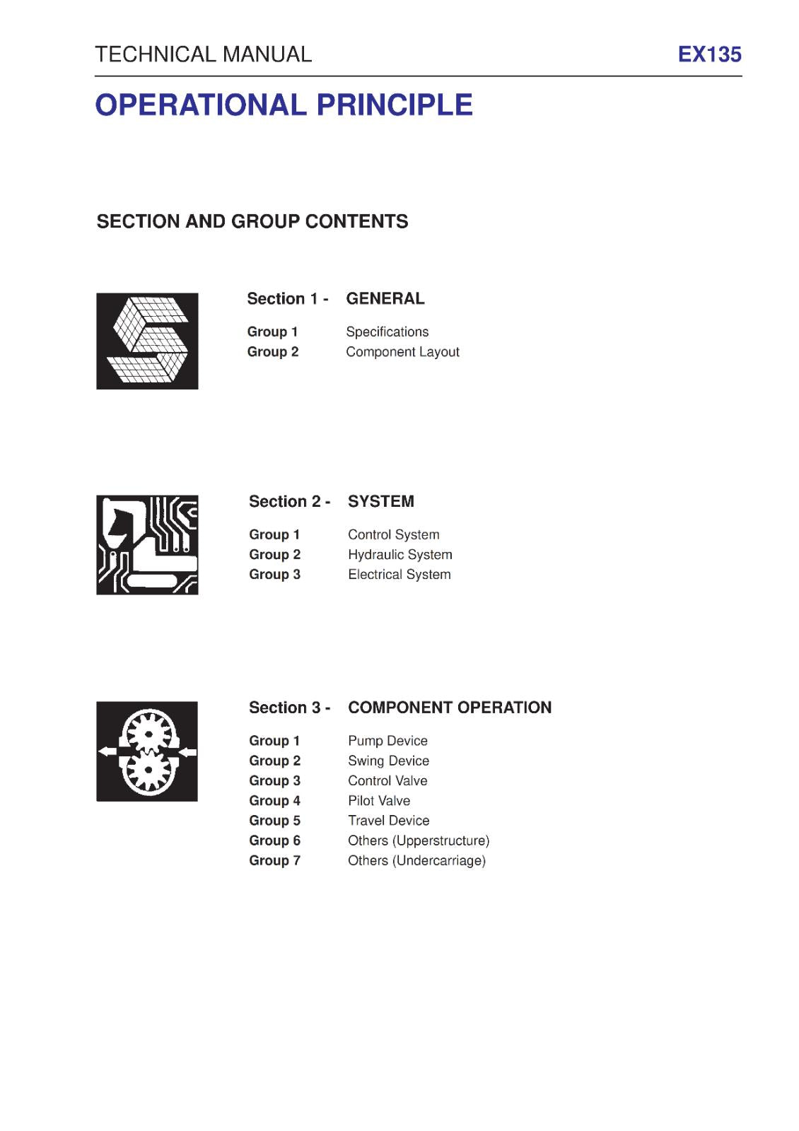KOBELCO EXCAVATOR EX135 - WORKSHOP TROUBLE OPERATOR MANUALS