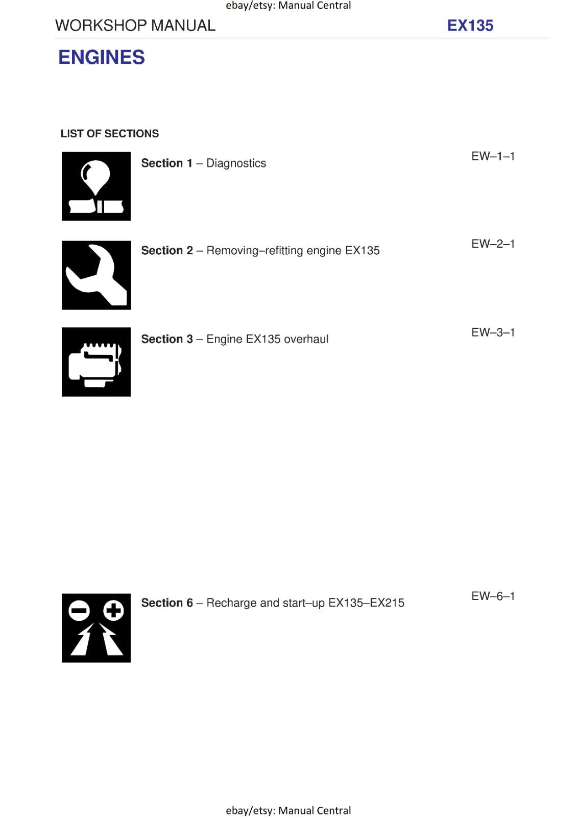 KOBELCO EXCAVATOR EX135 - WORKSHOP TROUBLE OPERATOR MANUALS