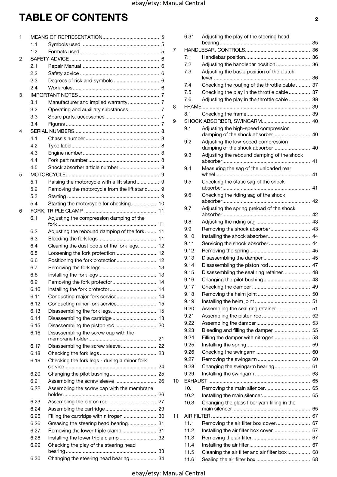 HUSQVARNA 2014 - TC 250 EU - REPAIR WORKSHOP SERVICE MANUAL REPRINTED