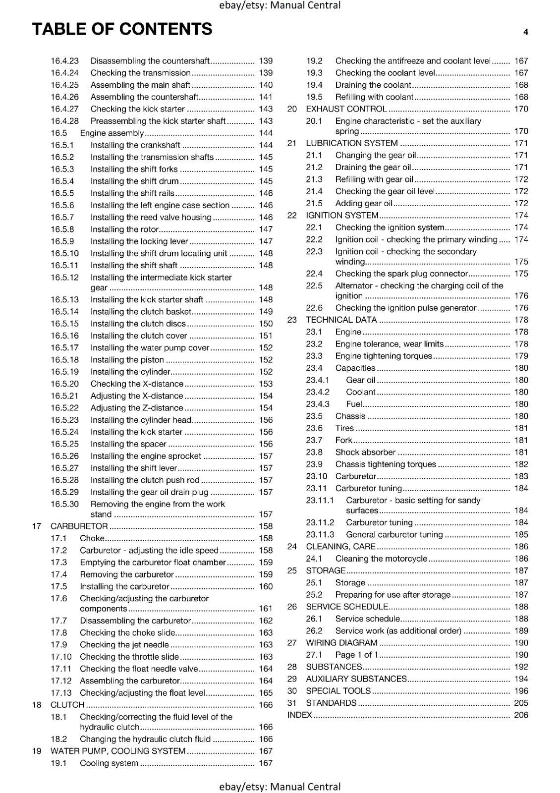 HUSQVARNA 2014 - TC 250 EU - REPAIR WORKSHOP SERVICE MANUAL REPRINTED