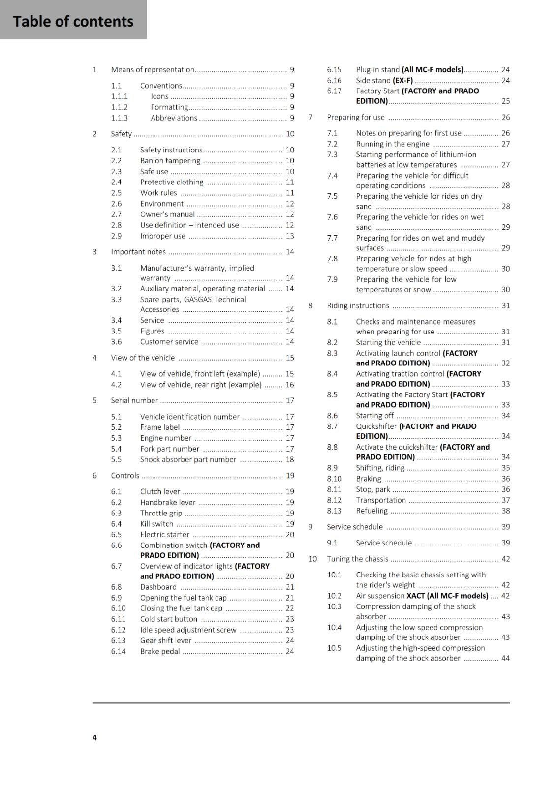 GASGAS 2025 OWNERS MANUAL - MC EX 450F PRADO FACTORY EDITION
