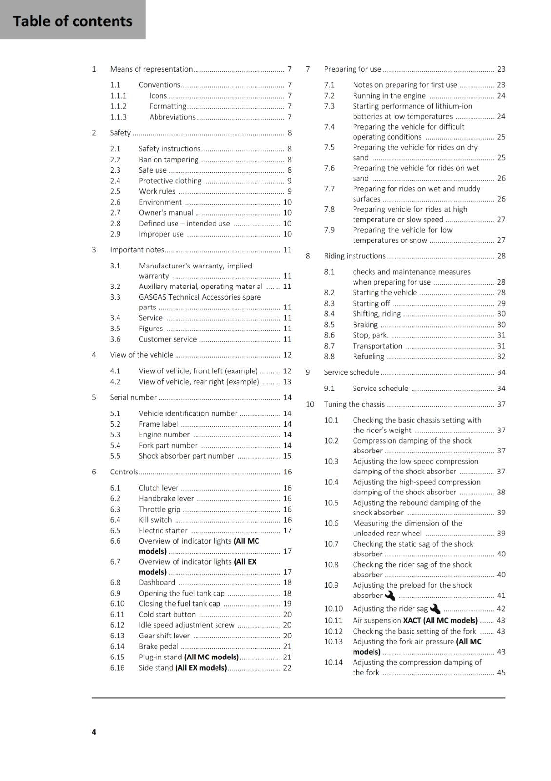 GASGAS 2025 OWNERS MANUAL - MC EX 250 300