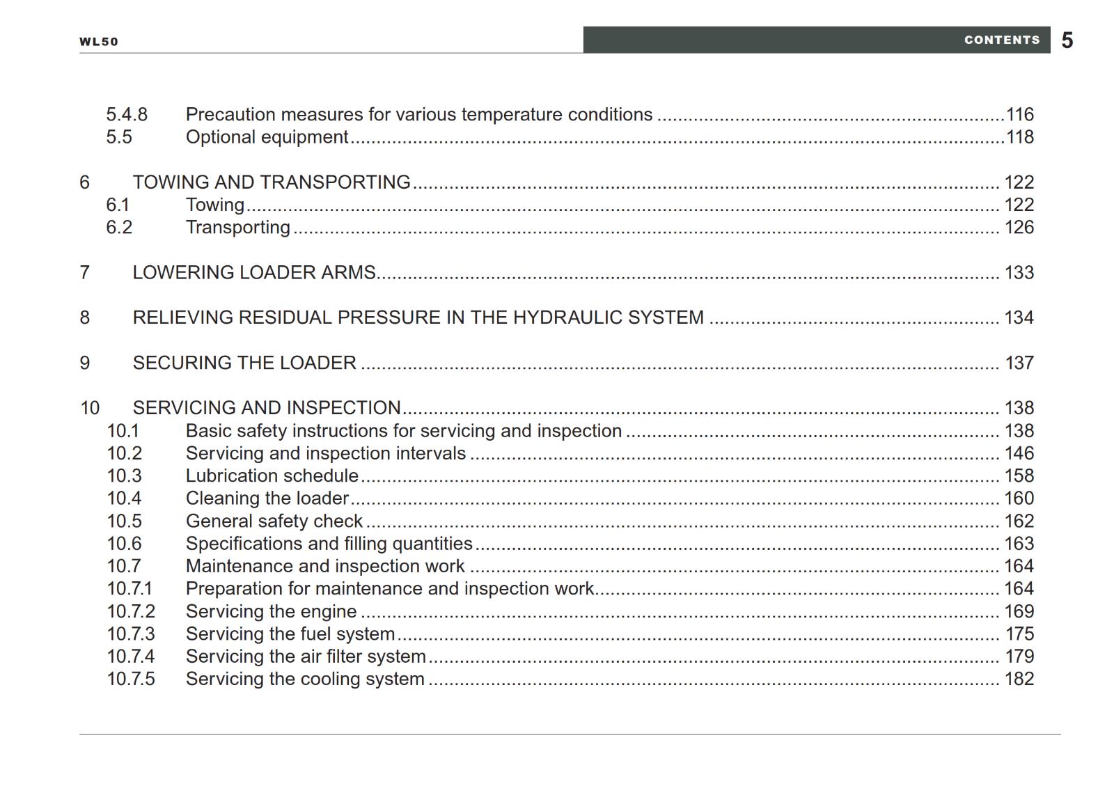 WACKER  NEUSON - WL 50 WHEEL LOADER OPERATOR MANUAL - DEC 08 EDITION