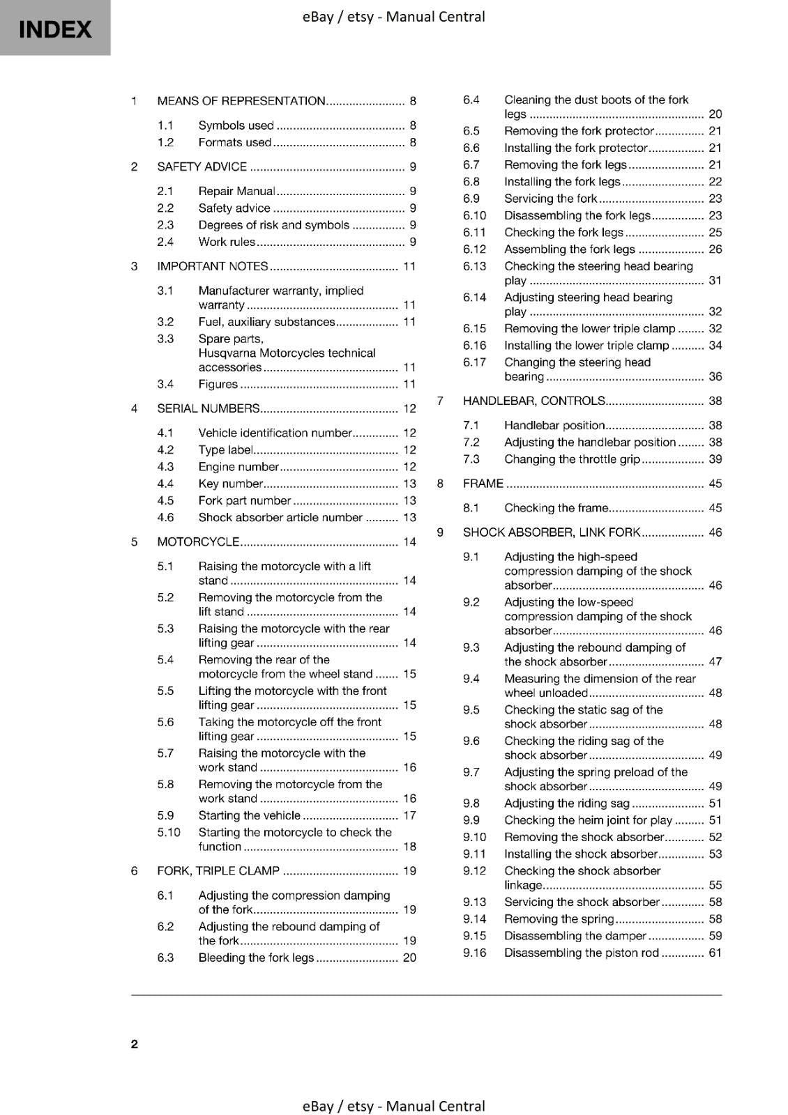 100GSM - HUSQVARNA 2023 - 701 SUPERMOTO EU - REPAIR WORKSHOP SERVICE MANUAL