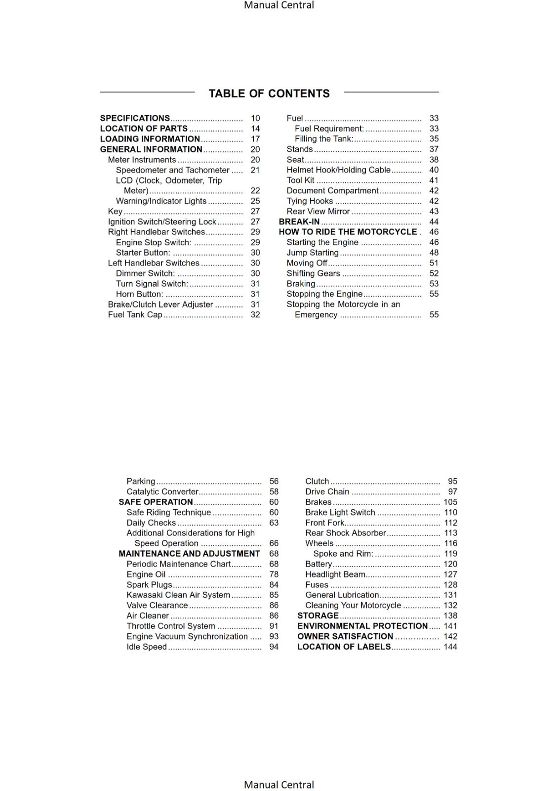 KAWASAKI MOTORCYCLE W800 EJ800AF OWNERS MANUAL 2014 EDITION