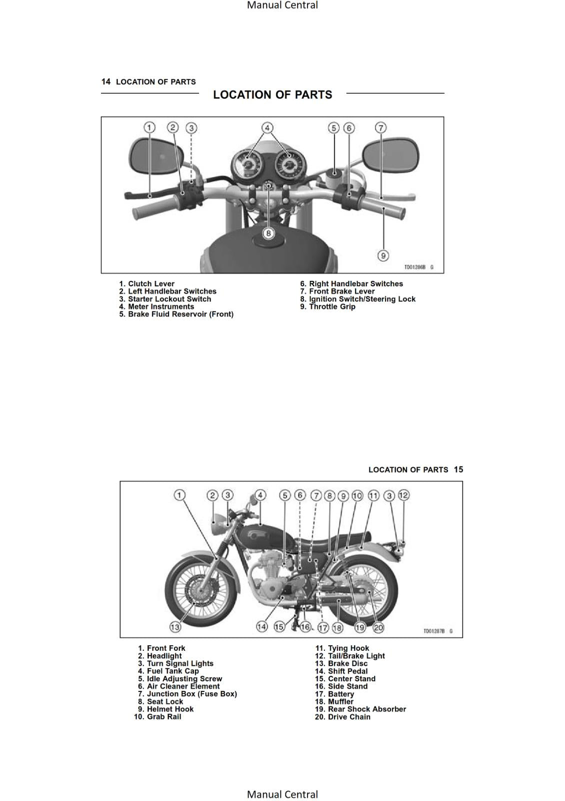 KAWASAKI MOTORCYCLE W800 EJ800AF OWNERS MANUAL 2014 EDITION