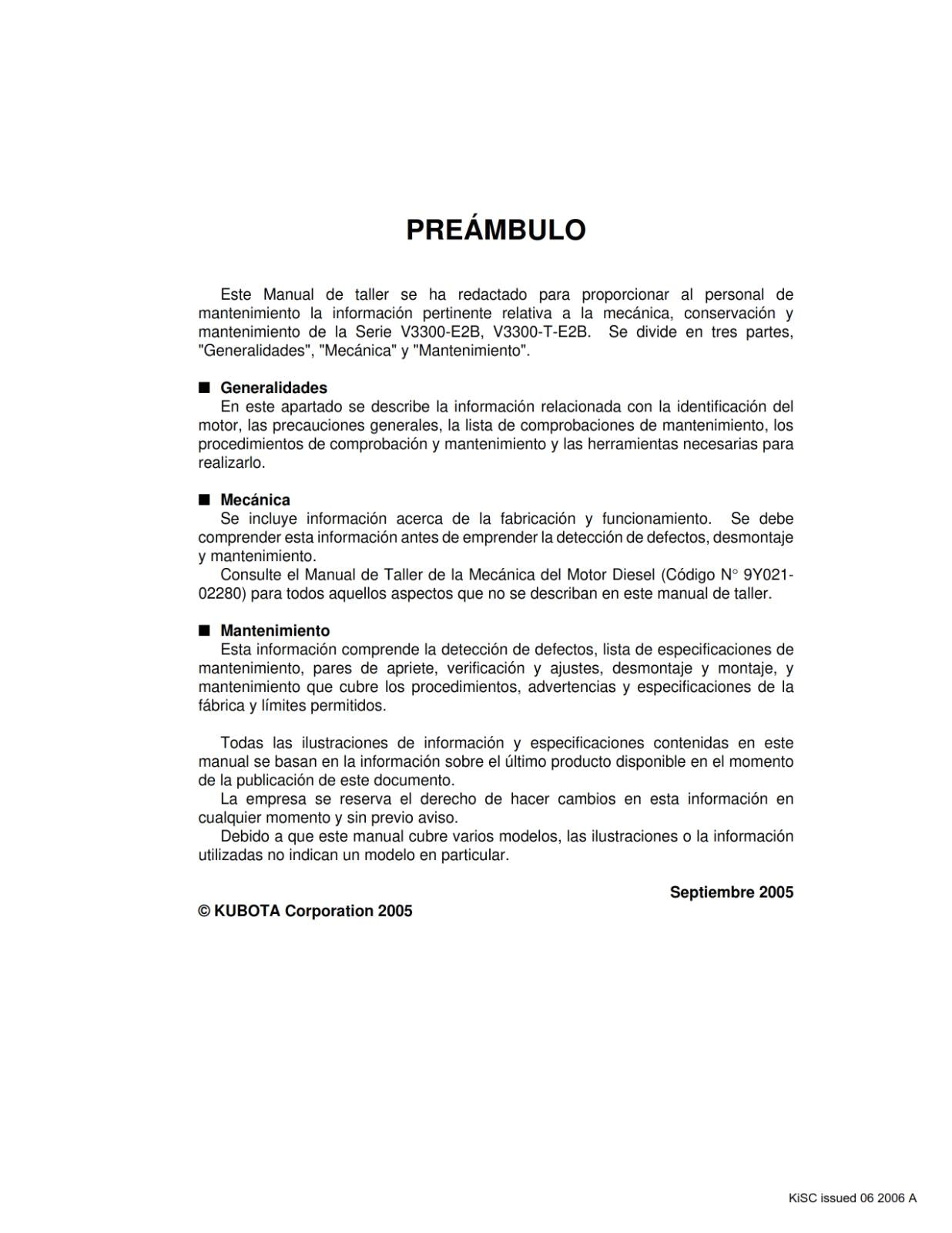 SPANISH - KUBOTA V3300-E2B V3300-T-E2B - MANUAL DE TALLER - MOTORES DIESEL