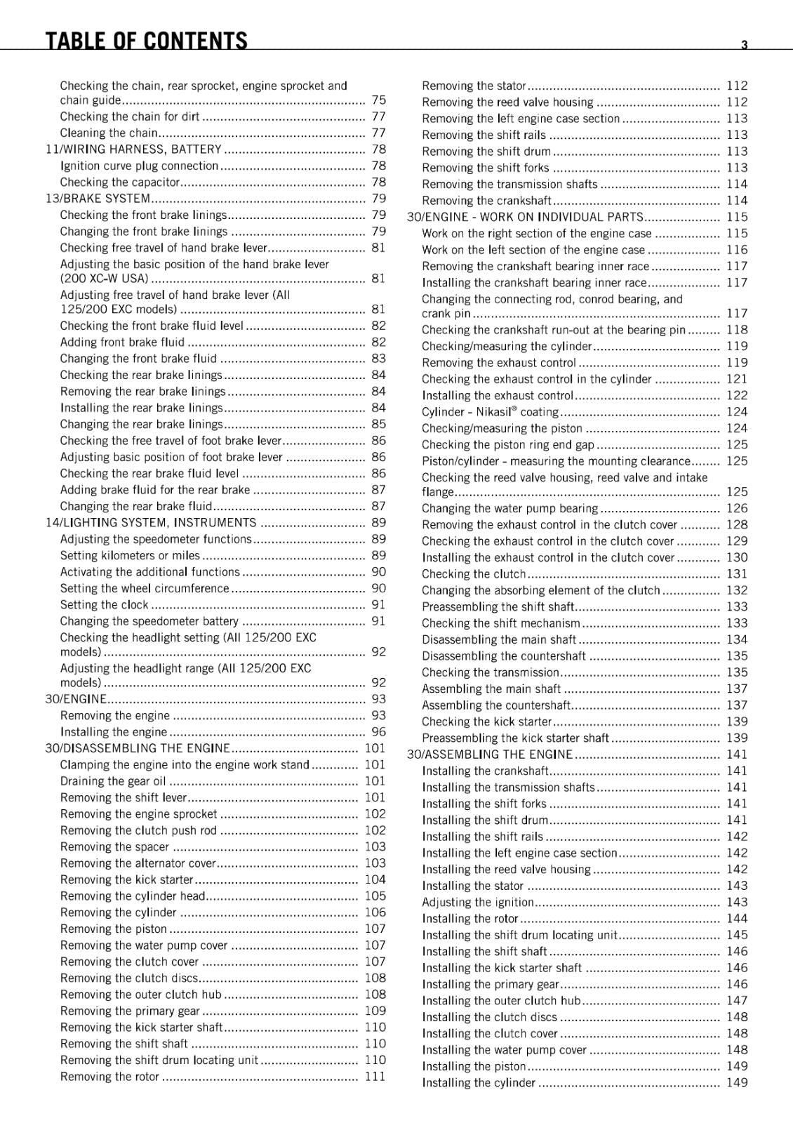 KTM 2011 - 125 200 EXC SIX DAYS XC-W - WORKSHOP SERVICE REPAIR MANUAL