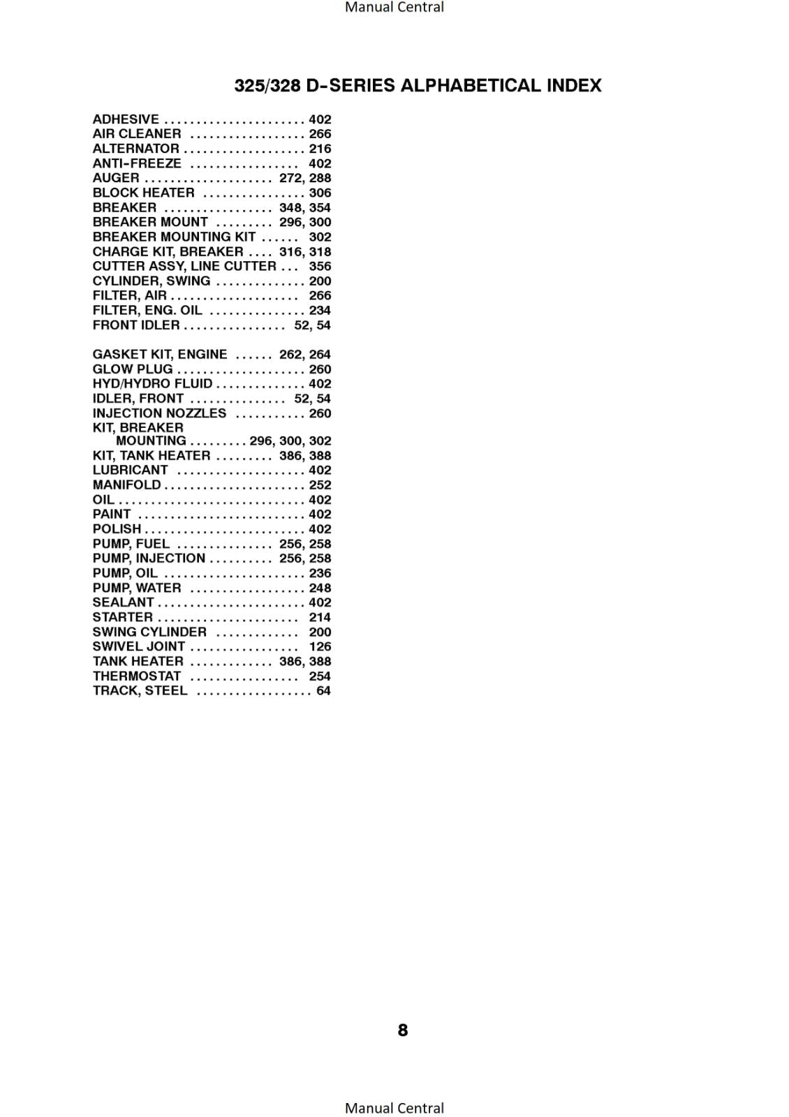 BOBCAT 325 328 D SERIES PARTS MANUAL