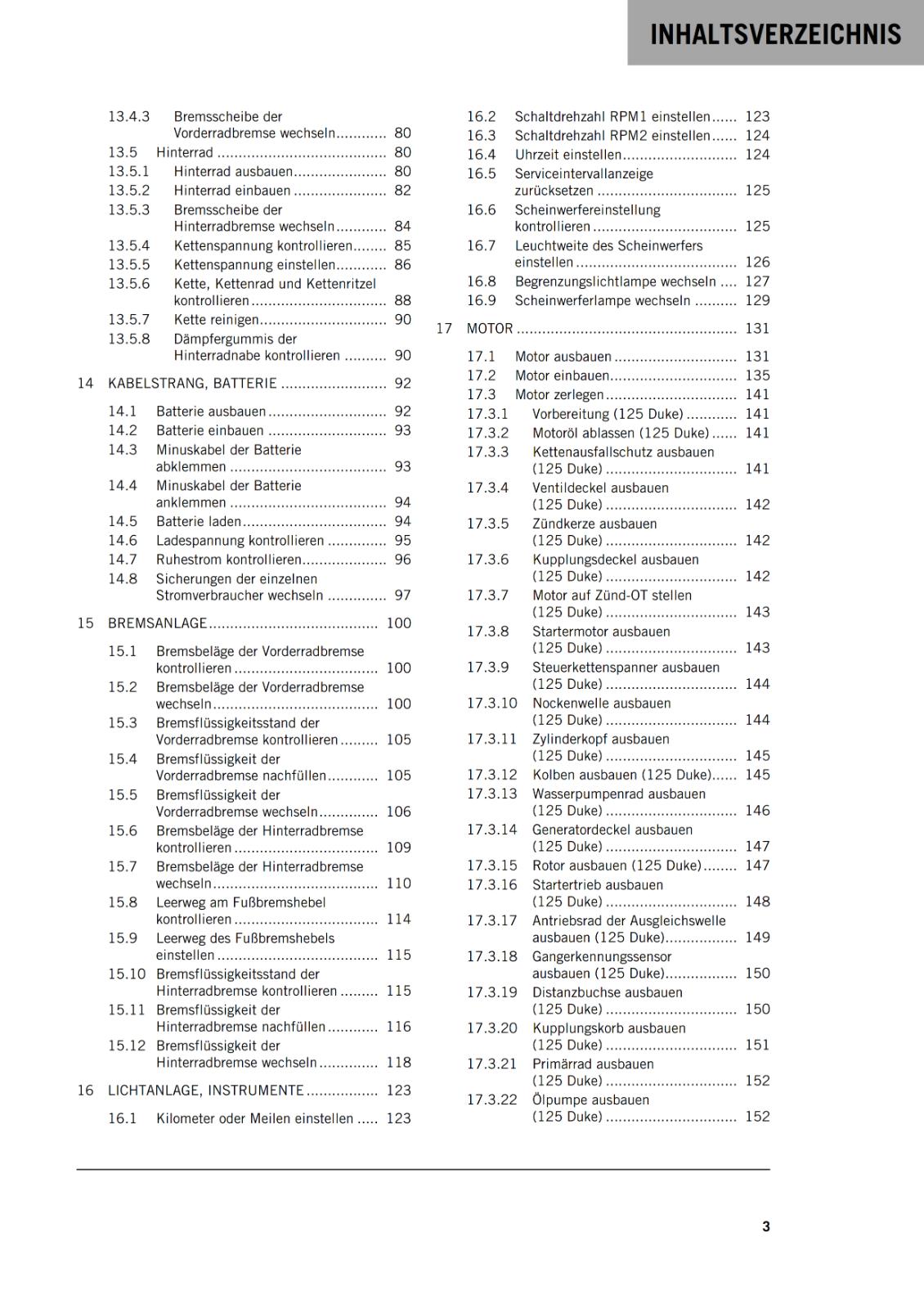 GERMAN LANGUAGE - KTM 2016 - 125 200 DUKE - REPARTURANLEITUNG