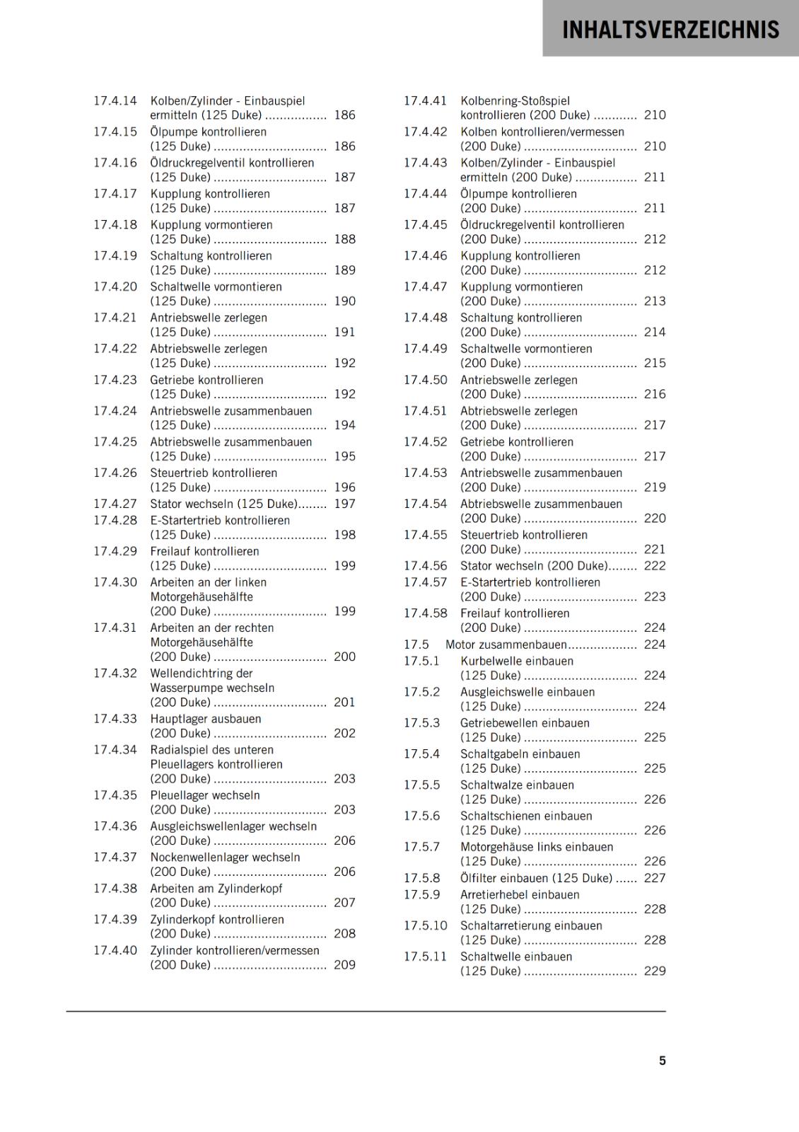 GERMAN LANGUAGE - KTM 2016 - 125 200 DUKE - REPARTURANLEITUNG