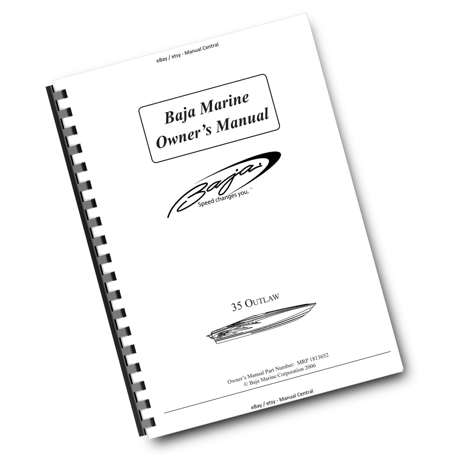 BAJA MARINE 35 OUTLAW BOAT OWNERS MANUAL REPRINTED COMB BOUND