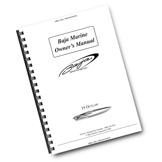 BAJA MARINE 35 OUTLAW BOAT OWNERS MANUAL REPRINTED COMB BOUND