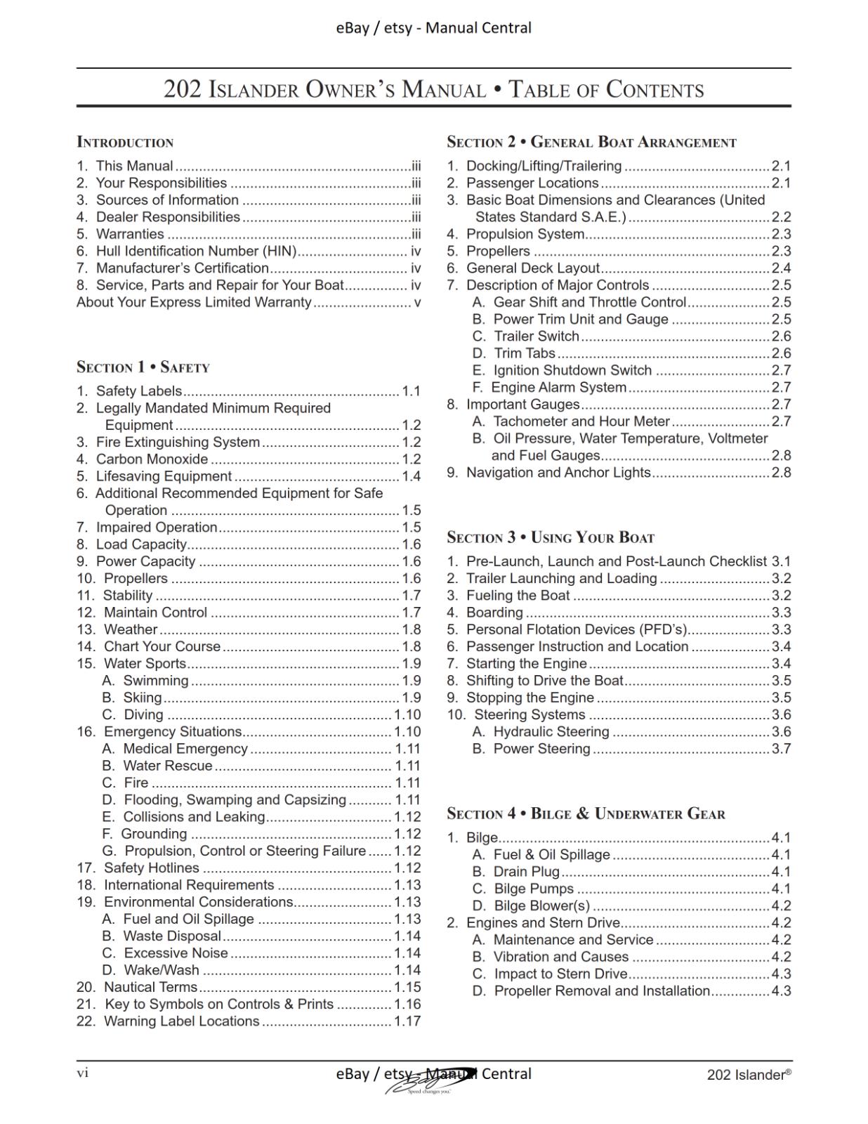 BAJA MARINE 202 ISLANDER BOAT OWNERS MANUAL REPRINTED COMB BOUND