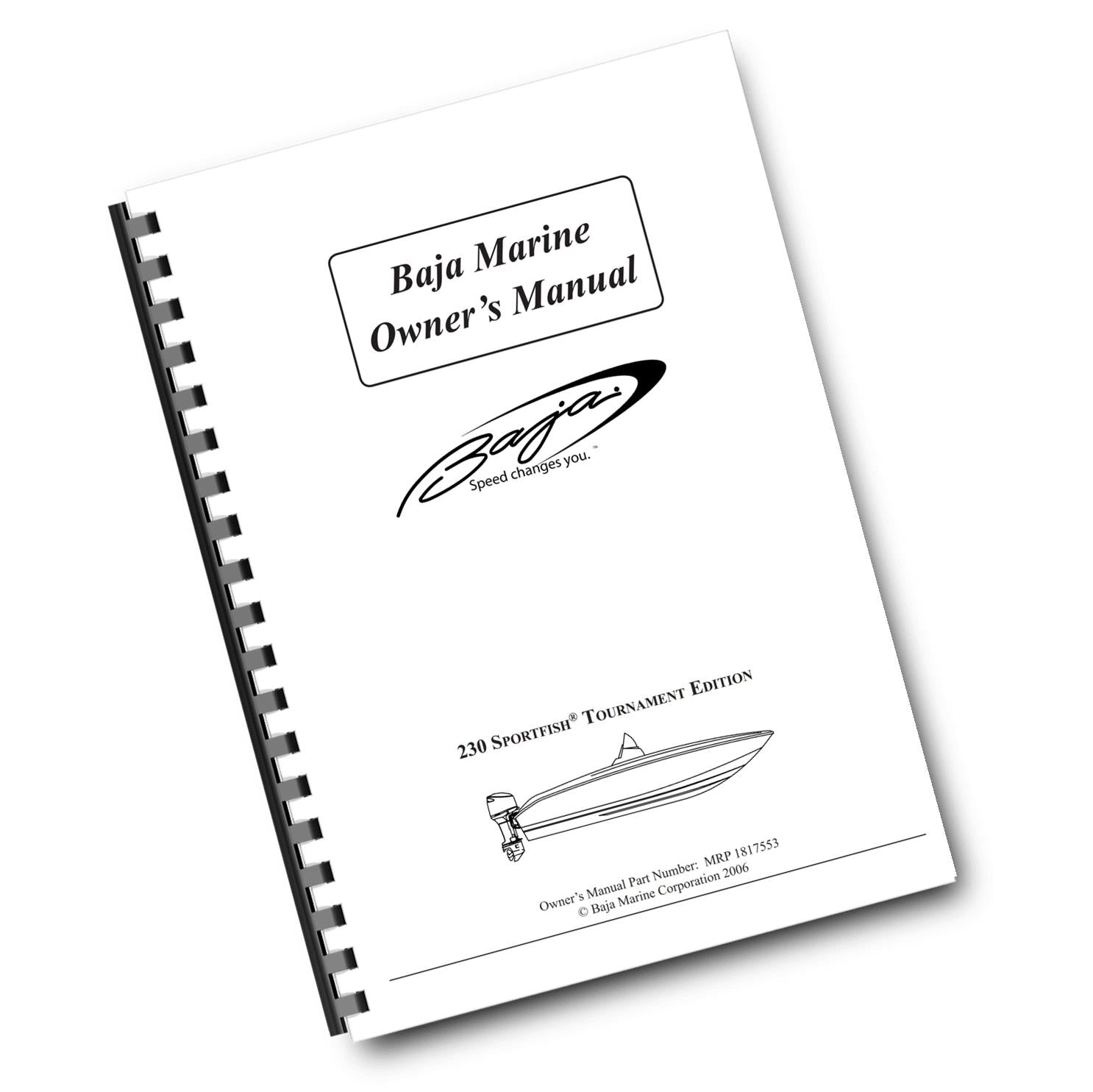 BAJA MARINE 230 SPORTFISH TOURNAMENT ED BOAT OWNERS MANUAL REPRINTED COMB BOUND